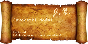 Javorszki Noémi névjegykártya